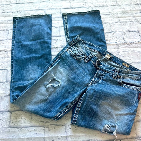 Silver Tuesday Bootcut Jeans W33 L35 | Distressed Ripped Flare Y2K Denim - Picture 1 of 11